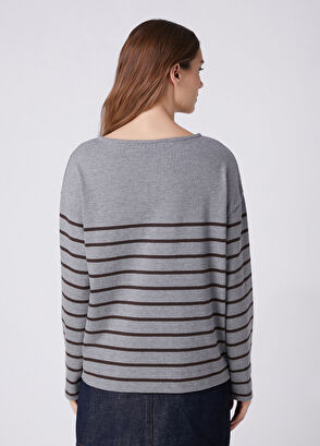 Beymen Club Grey Brown Striped Sweatshirt - 6