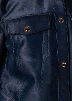 Beymen Club Teal Blue Leather Trucker Jacket - 10