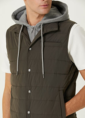 Beymen Club Koyu Haki Kapüşonlu Yelek - 6