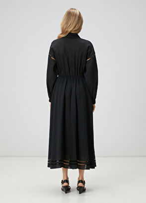 Beymen Club Siyah Nakışlı Gömlek Elbise - 6