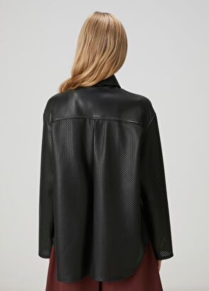 Beymen Club Black Perforated Detail Leather Jacket - 6