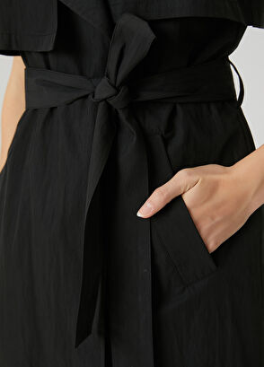 Beymen Club Siyah Teknik Kumaş Uzun Yelek - 6