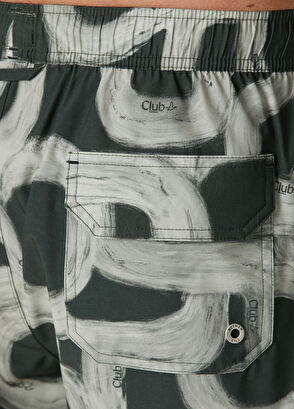 Beymen Club Antrasit Beli Kordonlu Desenli Kısa Mayo - 6