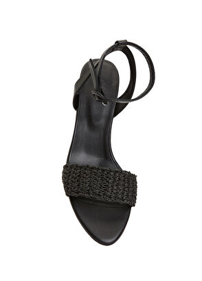 Beymen Club Siyah Örgü Bantlı Kadın Deri Sandalet - 4