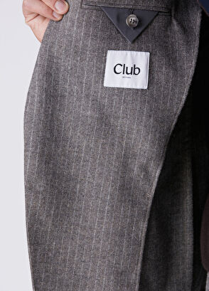 Beymen Club Grey Stripe Patterned Jersey Wool Flannel Suit - 8