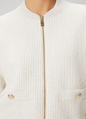 Beymen Club Beige Ottoman Textured Wool Bomber Jacket - 6