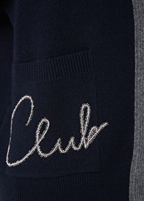 Beymen Club Navy Blue Crystal Logo College Cardigan - 8