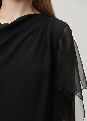 Valentino Black Draped Midi Silk Dress - 5