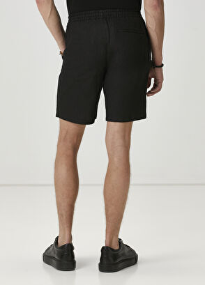 Beymen Club Siyah Beli Kordonlu Keten Şort - 3