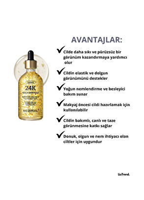 MEDIPEEL Luxury 24k Gold Ampoule 24k Altın Içeren Ampul M0010 Sıkılaştırıcı Cilt Serumu 100 ml - 3