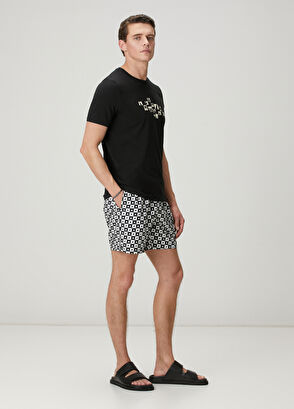 Beymen Club Black Relax Fit Flock Goose Printed T-Shirt - 3