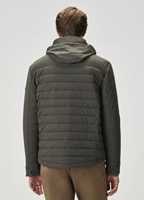 Beymen Club Haki Kapüşonlu Kapitoneli Mont - 5