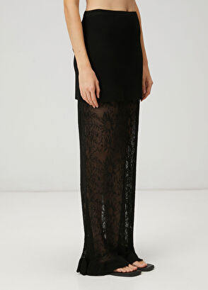 Beymen Club Siyah Dantel Garnili Maksi Triko Etek - 4