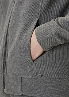 Beymen Club Antrasit Ottoman Dokulu Bomber Sweatshirt - 8