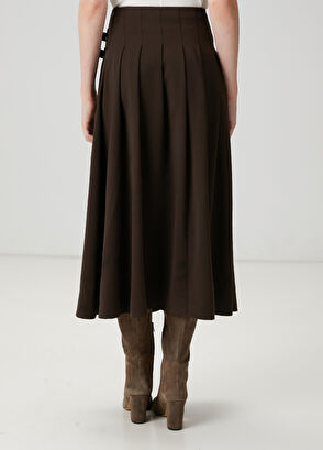 Beymen Club Kahverengi Pileli Midi Etek - 5