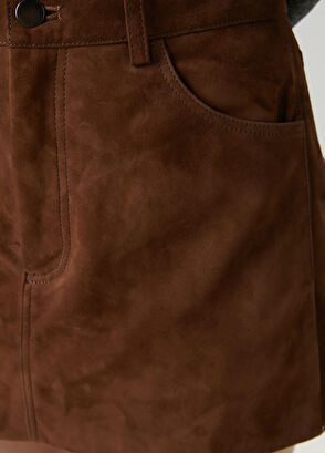 Beymen Club Brown Mini Suede Skirt - 6