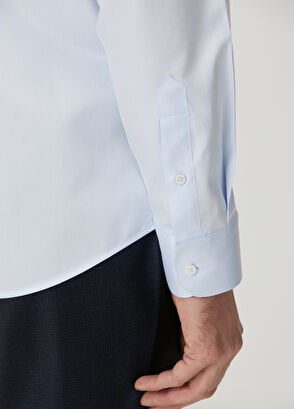 Custom Fit Mavi Gömlek - Görsel 9