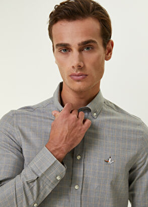 Beymen Club Slim Fit Sarı Gri Kontrast Çizgili Ekoseli Gömlek - 7