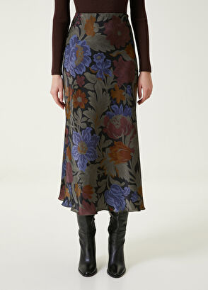 Beymen Club Çiçekli Midi Evaze Saten Etek - 3