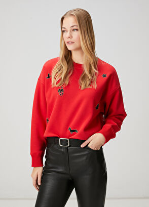 Beymen Club Agatha Red Embellished Sweatshirt - 3