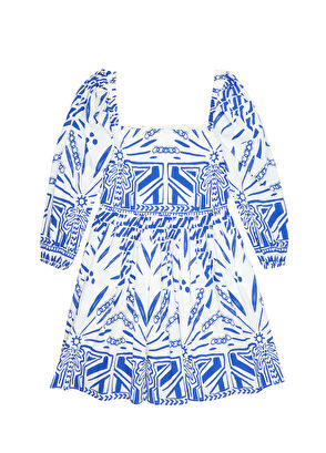 Beymen Club Mavi Beyaz Desenli Mini Elbise - 8