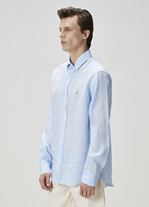 Beymen Club Comfort Fit Light Blue Linen Shirt - 5