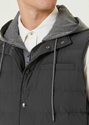 Beymen Club Anthracite Hooded Puffer Vest - 6