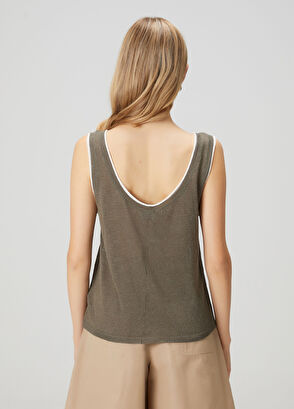 Beymen Club Haki Biyeli Keten Karışımlı Atlet - 5