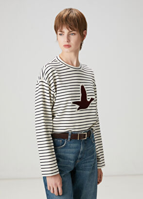 Beymen Club Ecru Striped Sweatshirt - 4