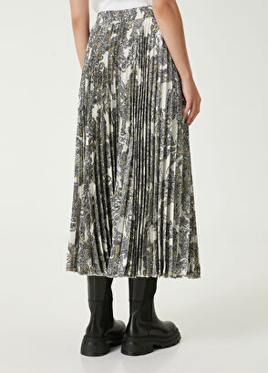 Ekru Şal Desenli Plisoleil Midi Etek Beymen Club Ekru Şal Desenli Plisoleil Midi Etek - 7