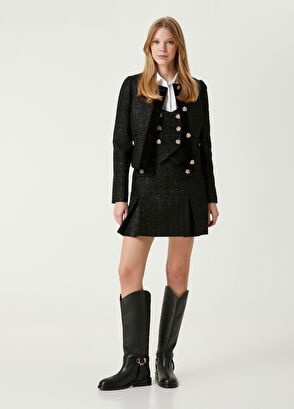 Black Glitter Tweed Mini Skirt Beymen Club Black Glitter Tweed Mini Skirt - 7