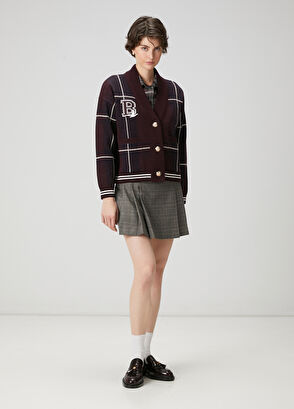 Beymen Club Burgundy Plaid Wool Cardigan - 3