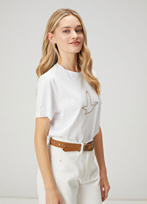 Beymen Club Beyaz Zincir Logolu T-shirt - 4