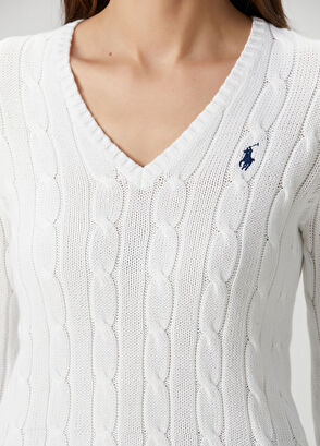 Beyaz Saç Örgü Kazak - Görsel 6