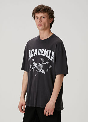 Academia Antrasit Konser Tema Baskılı T-shirt - 5
