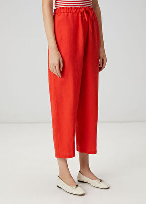 Beymen Club Slouchy Red Linen Pants - 4