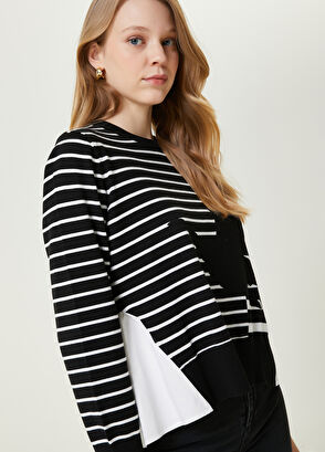 Beymen Club Siyah Çizgili Logolu Kazak - 4