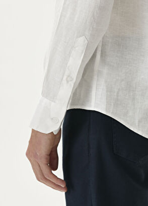 Beymen Club White Comfort Fit Italian Collar Linen Shirt - 6
