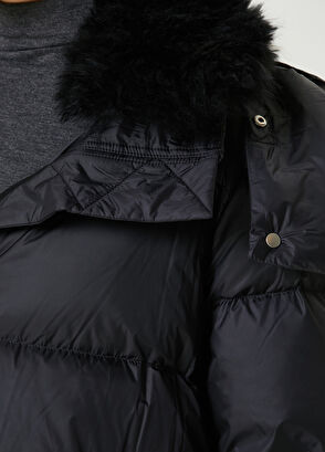 Siyah Kapüşonlu Puff Mont - Görsel 5