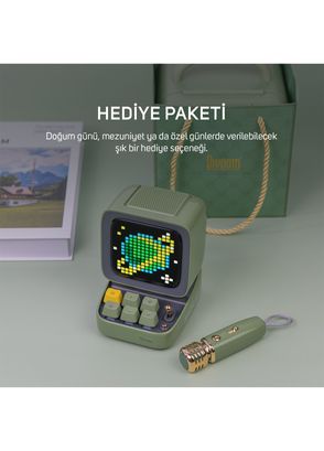 Divoom Ditoo-Mic Yeşil Karaoke Mikrofonlu Uyarlanabilir Piksel Ekranlı Bluetooth Hoparlör - 6