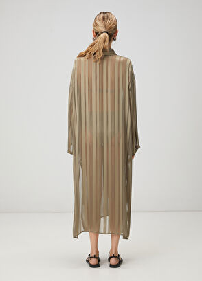 Beymen Club Khaki Striped Transparent Tunic - 5