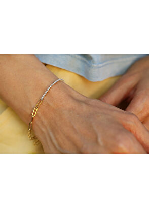 Reis Kuyumculuk Blended 14 Ayar Rose Gold Kadın Pırlanta Bileklik - 5