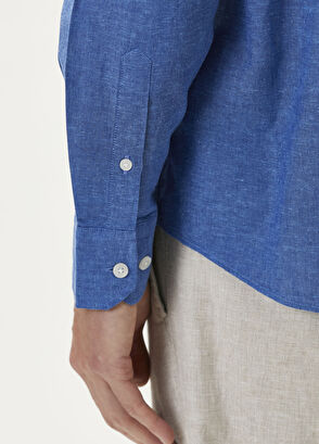 Beymen Club Comfort Fit Kobalt Keten Gömlek - 7