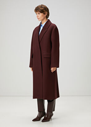 Beymen Club Burgundy Double-Breasted Wool Coat - 3