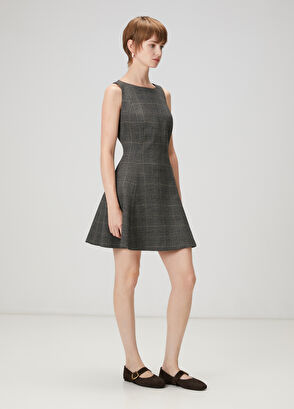 Beymen Club Antrasit Ekose Desenli Mini Elbise - 3