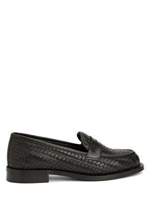Beymen Club Black Knit Textured Women's Leather Loafer - 6