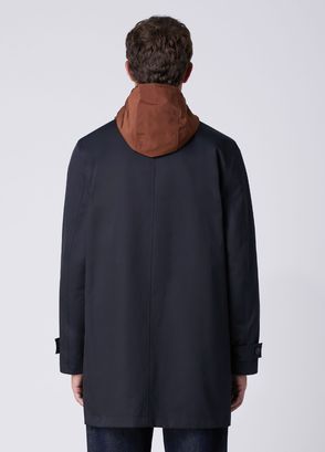 Beymen Club Navy Blue Tan Hooded Reversible Overcoat - 6