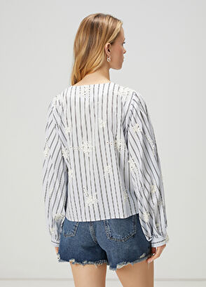 Beymen Club Beyaz Mavi Çizgili Gömlek - 5