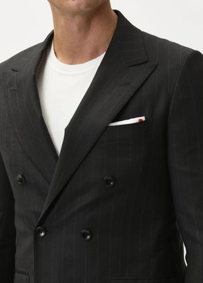 Kiton Black Stripe Pattern Wool Suit - 5