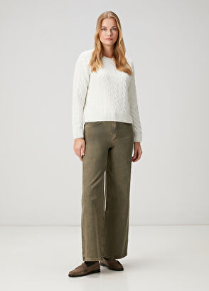 Beymen Club Kırık Beyaz Saç Örgü Yün Kazak - 3